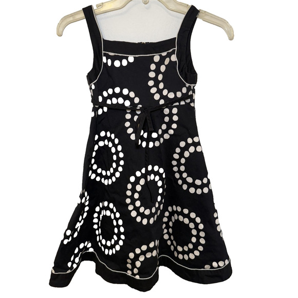 Rare Editions Dress Girls Sz 7 Black White Polka Dot Sleeveless Belted Boutique - Picture 2 of 7